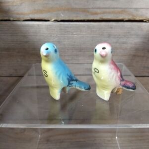 Vintage Bird Salt and Pepper Shakers Set – Hand Painted Ceramic Parakeets